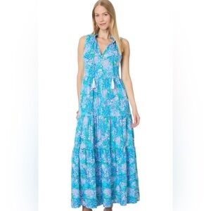 NWOT - Lilly Pulitzer Malone Maxi Dress Las Olas Aqua Strong Current print, XL